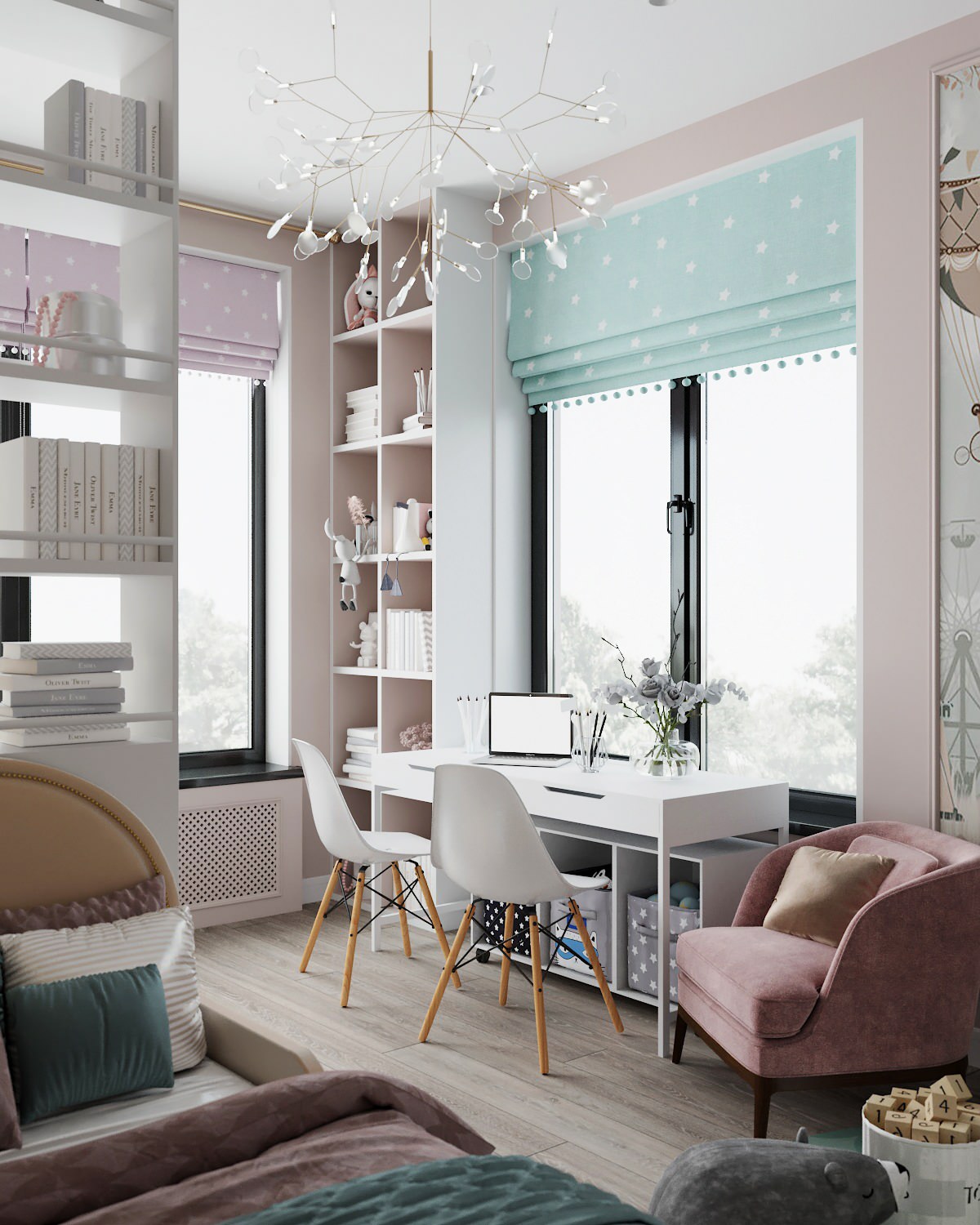 Квартира для большой семьи в леденцовых оттенках