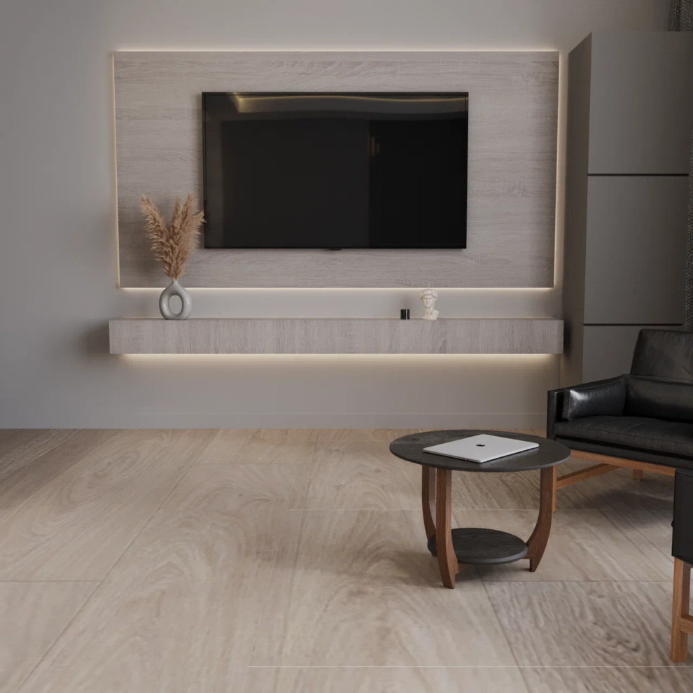 Журнальный столик ДОМОВОЙ в гостиной с кожаным диваном