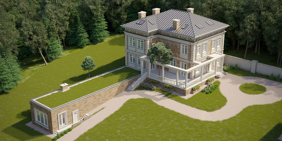 Дом с кленом на террасе. Вид с птичьего полета