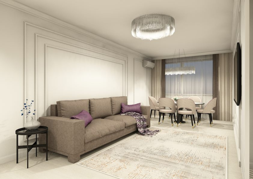 Обложка проекта: Гостиная-кухня в стиле неоклассика