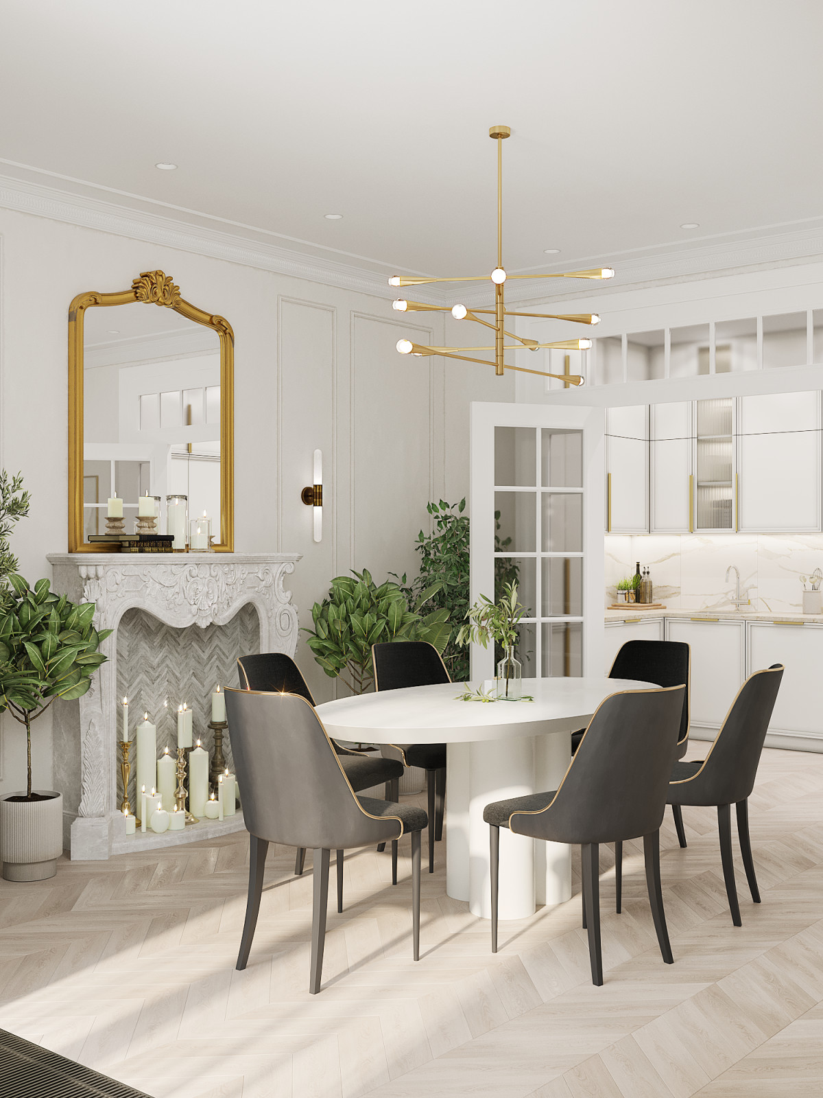 Светлая квартира с французским камином