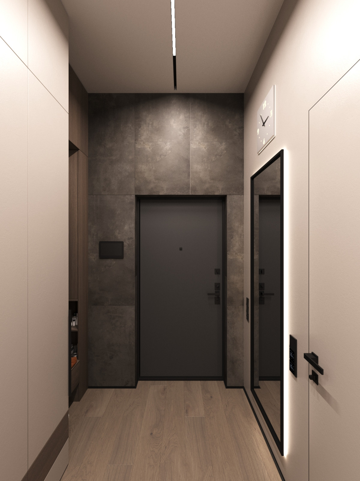 Дизайн интерьера квартиры 77 м2 с 2-мя санузлами и гардеробной