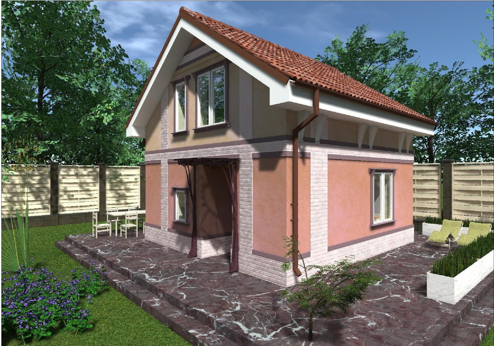 Обложка проекта: Дачный двухэтажный дом 7х8 из газоблоков под ключ 100 кв.м.