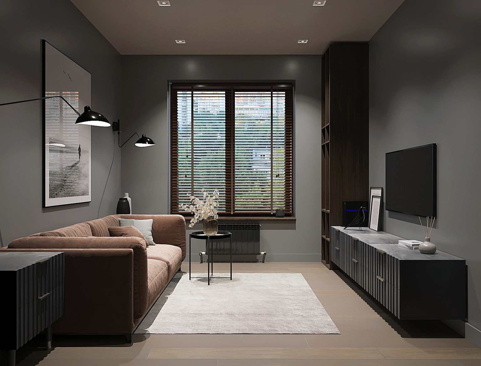 квартира в темных тонах