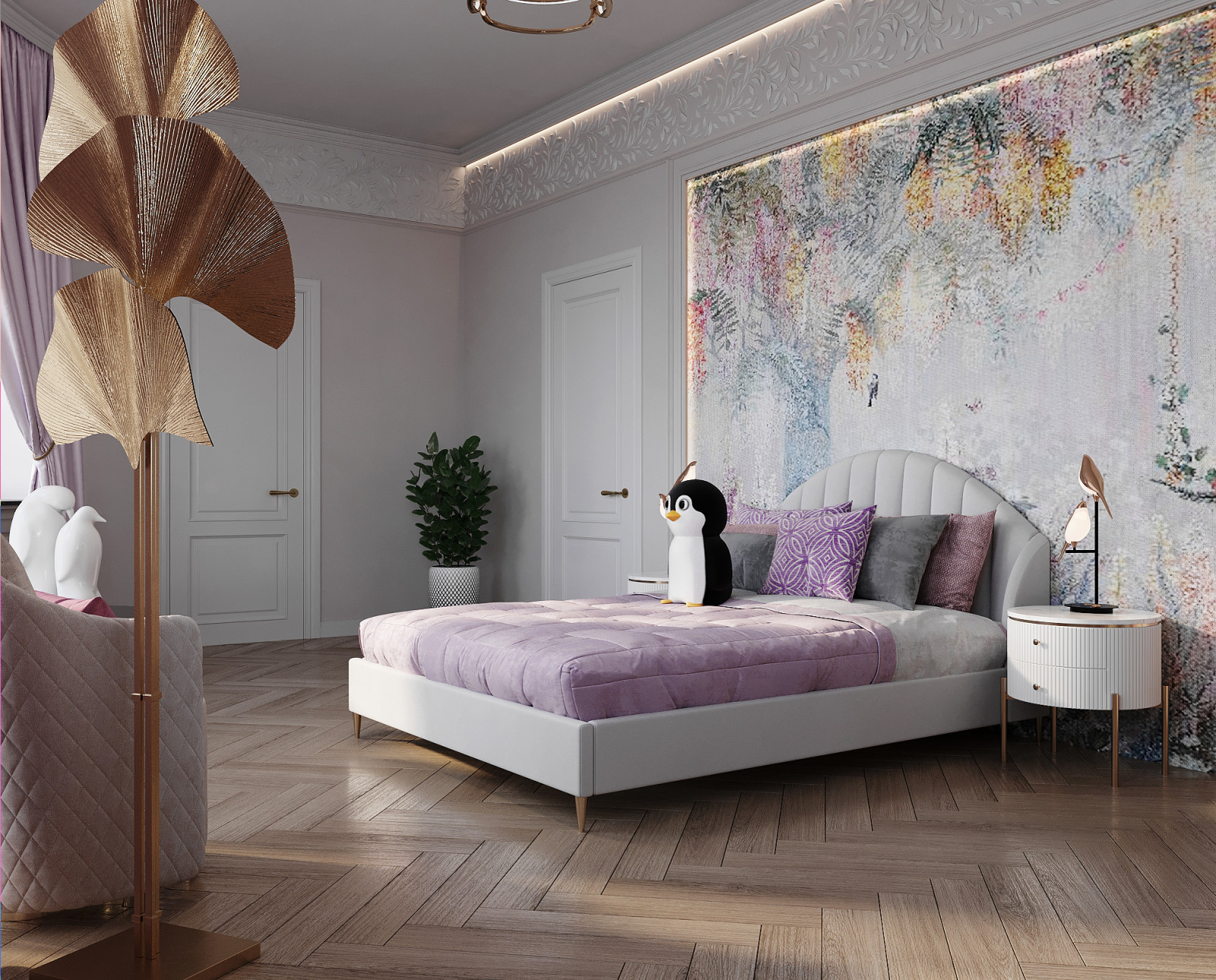 Обложка проекта: Детская в сиреневых тонах