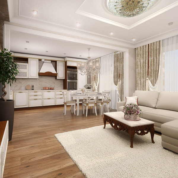 Классический интерьер для семьи из 4х человек