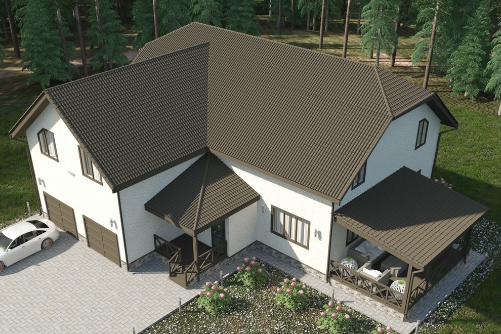 Дизайн-проект фасада каркасного коттеджа