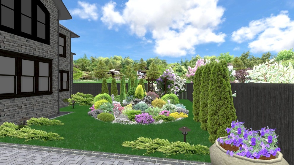 Ландшафтный проект участка 15 соток с открытым бассейном