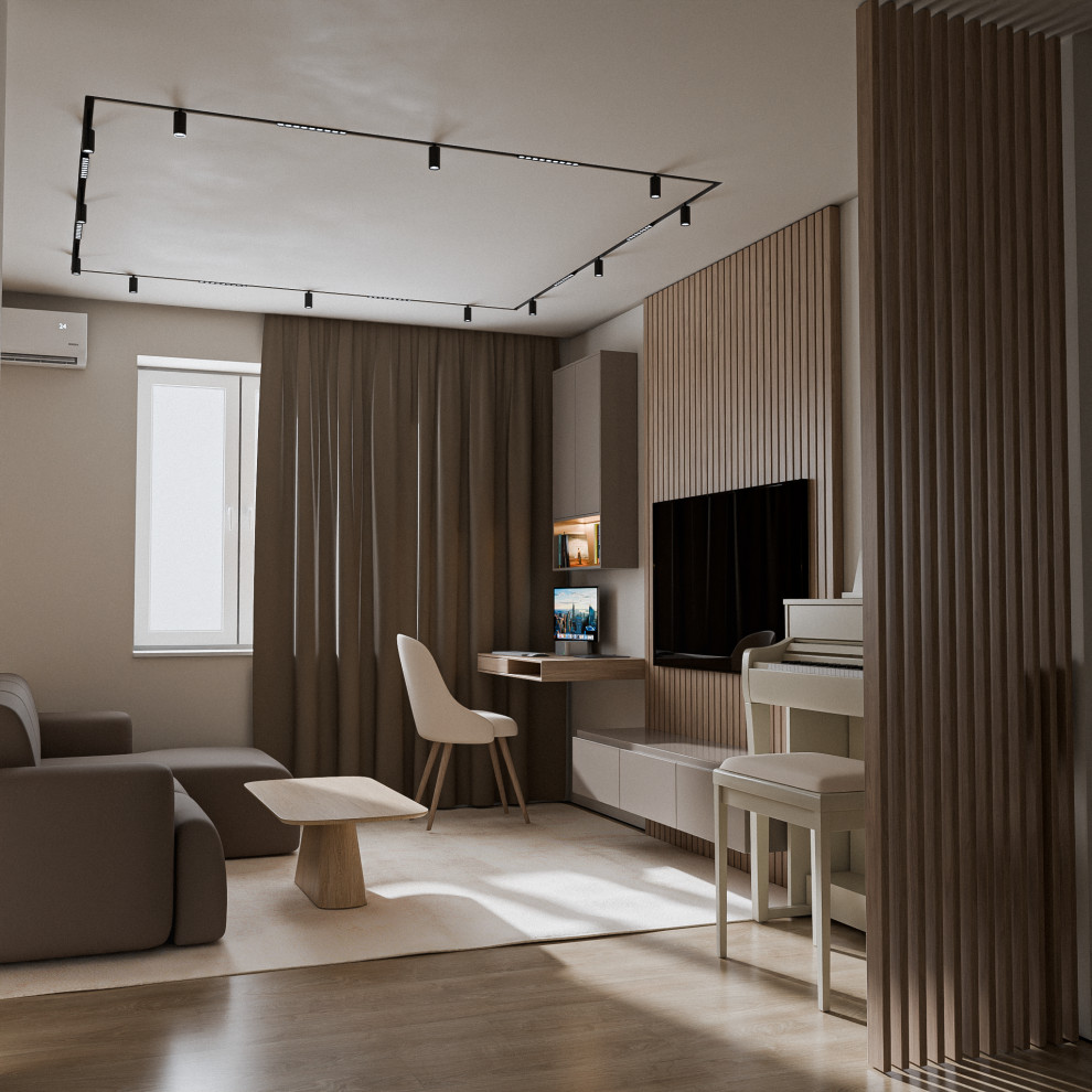 Дизайн визуализация кухни-гостиной 28 кв.м.