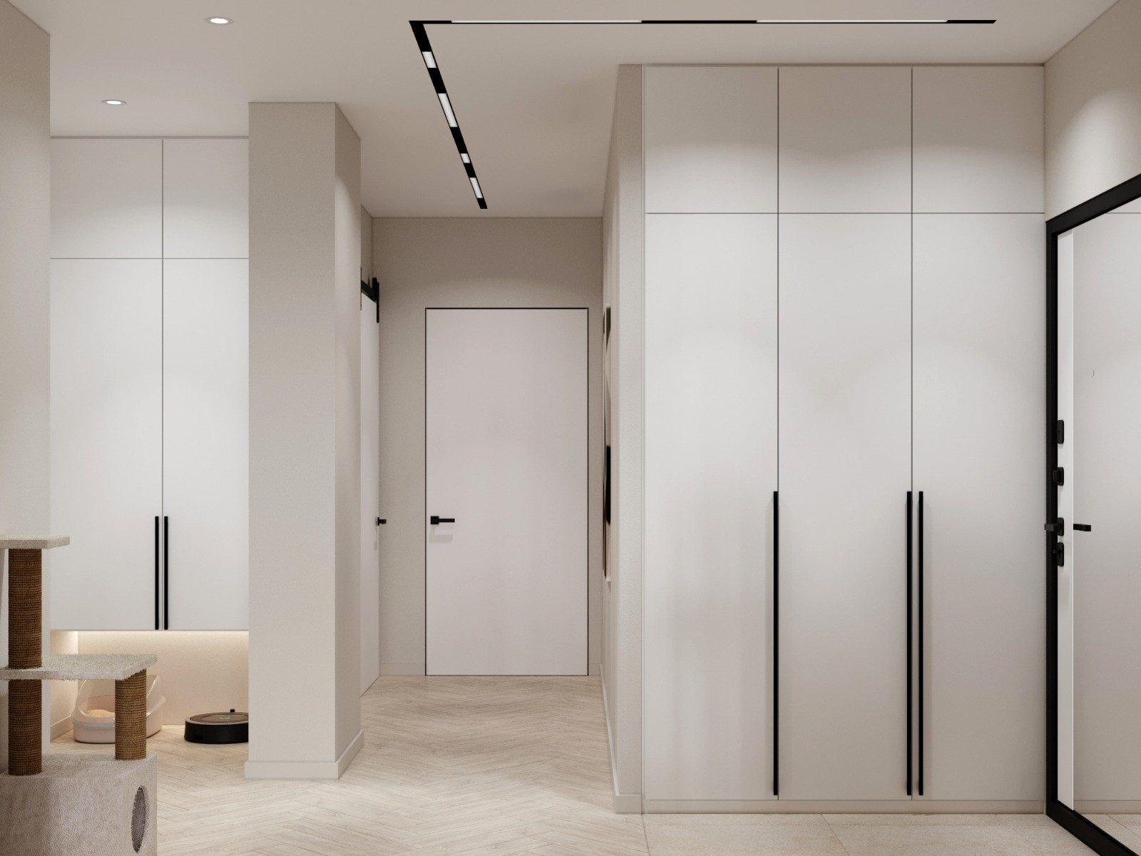 Обложка проекта: Холл/коридор с рейками в ЖК "Нахабино"