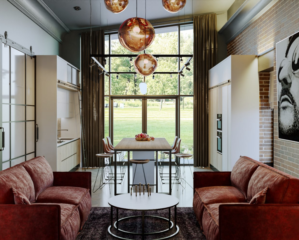 Кухня-гостиная в частном доме в Огуднево