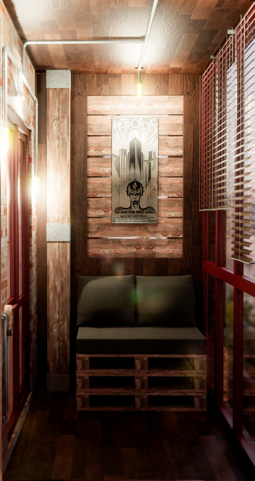 Балкон-кабинет в стиле лофт, Электросталь