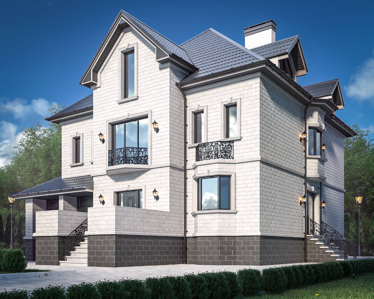 Фасад домовладения облицованный натуральным дагестанским камнем