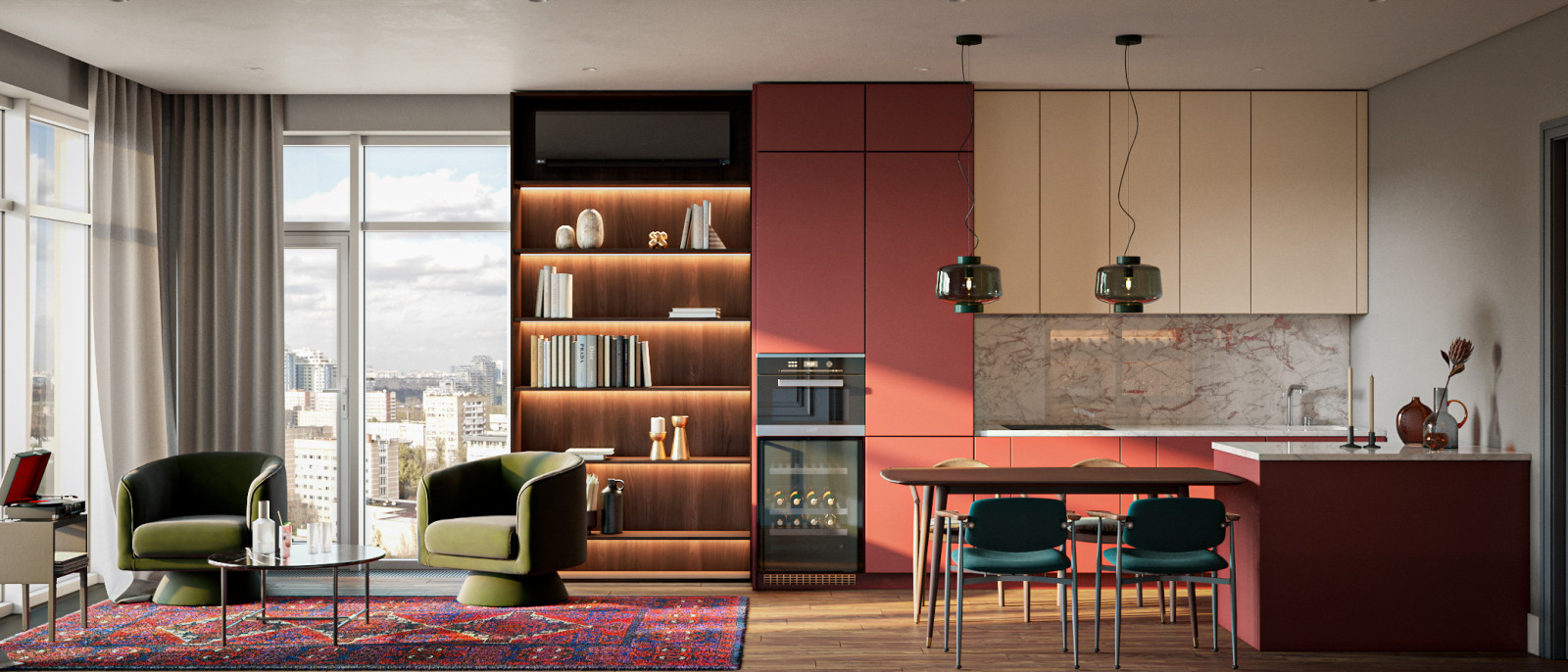 Атмосферная квартира с панорамными окнами