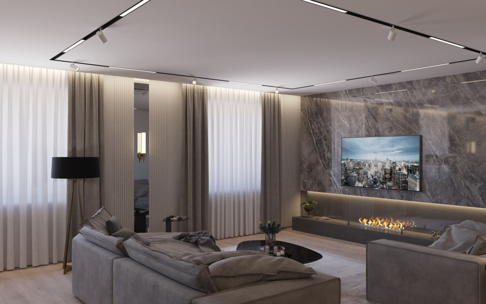 Дизайн проект квартиры со сложной остроугольной планировкой