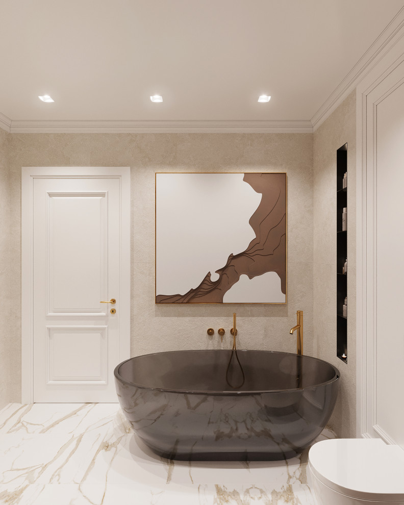 Маленький и модный совмещенный санузел