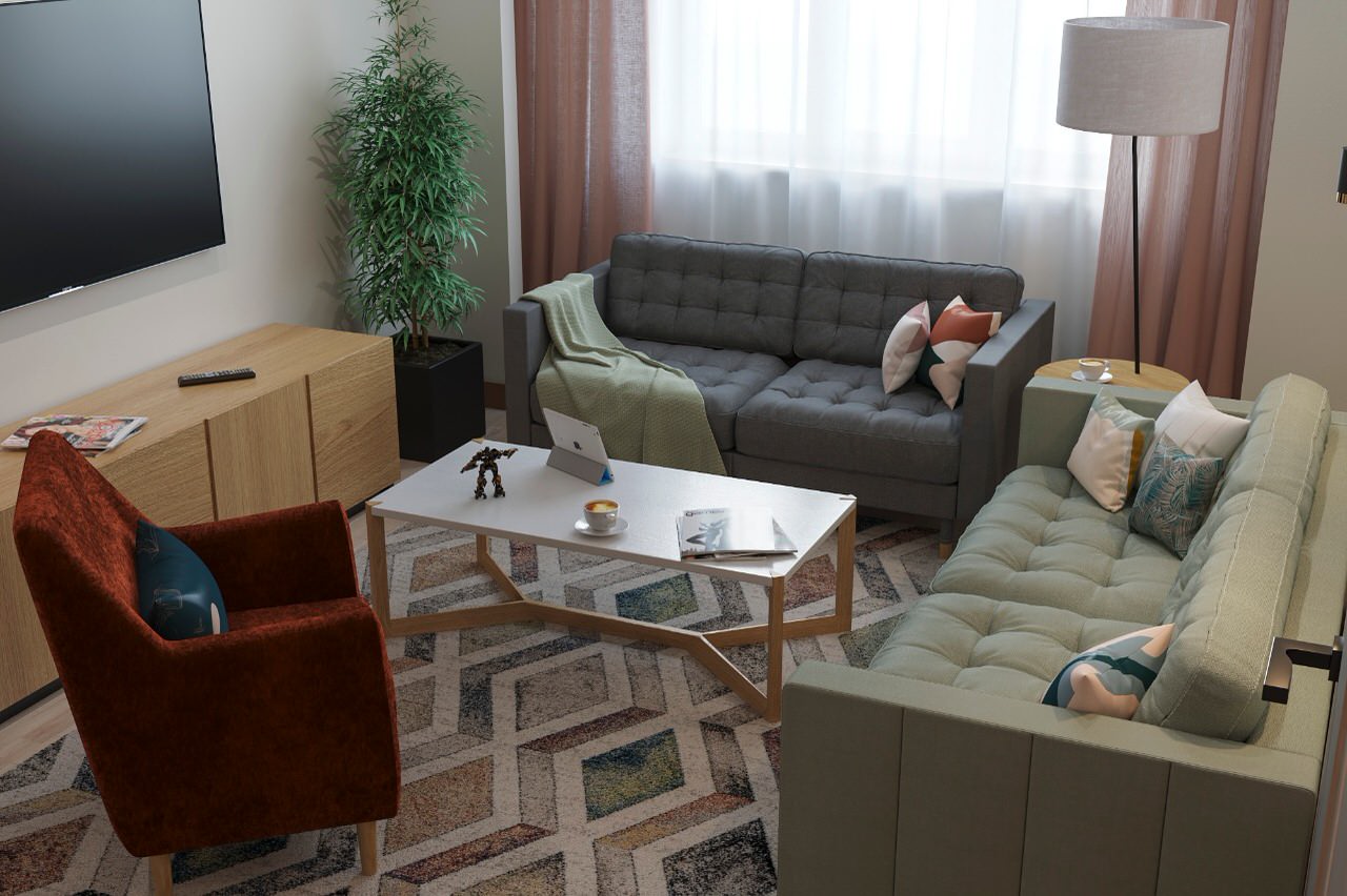 Мидсенчури по-московски. 3-х комнатная квартира 75 кв.м. на Юго-Западе