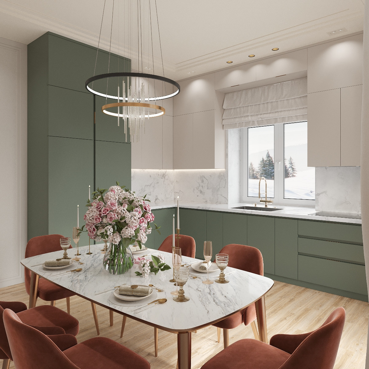 Дизайн Проект интерьера кухни в загородном доме