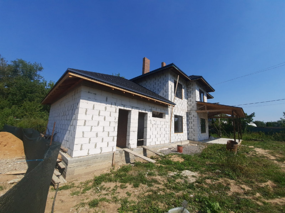 Двухэтажный коттедж из газобетонного блока с гаражем, 127 кв.м.