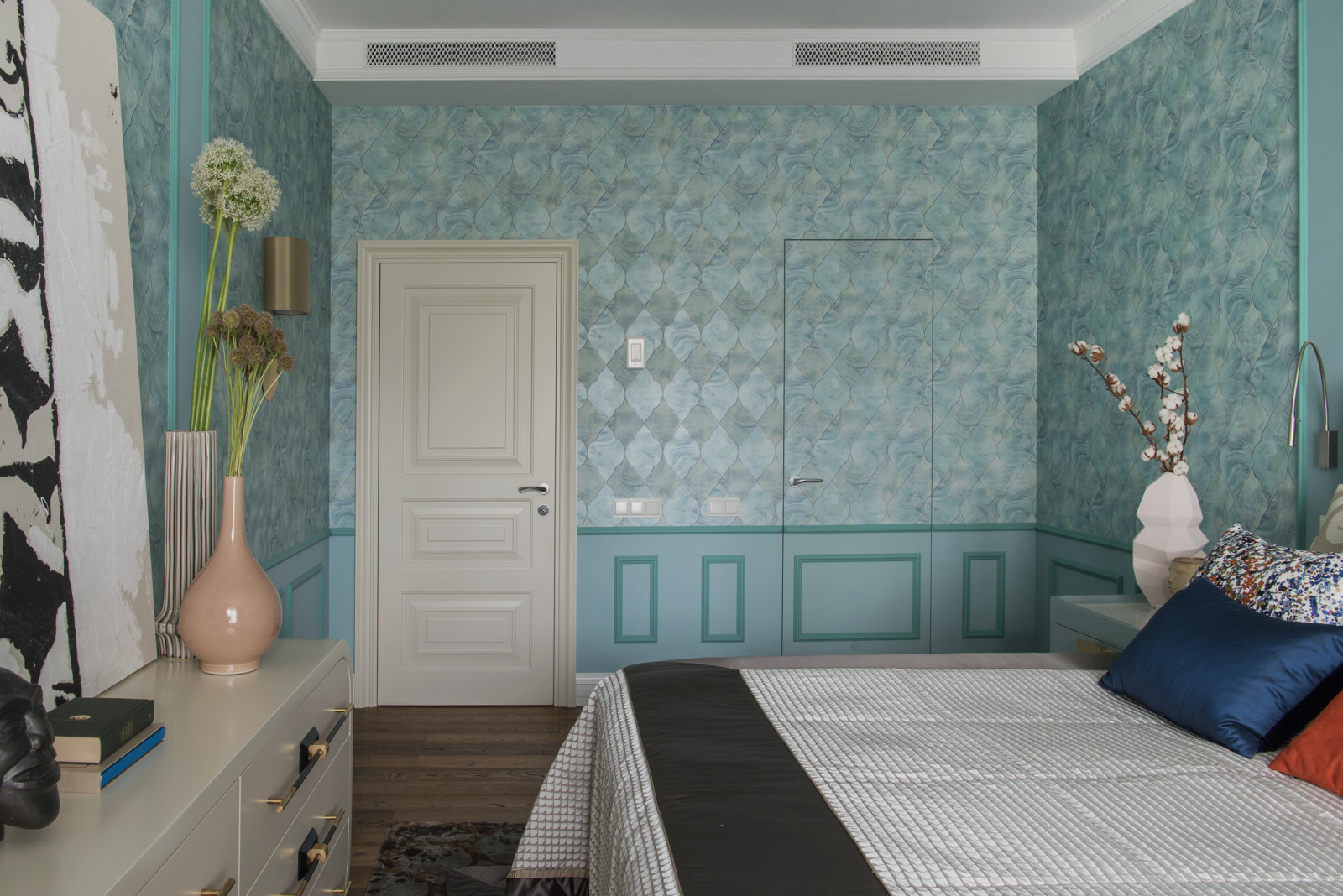 Спальня в цвете "тиффани"