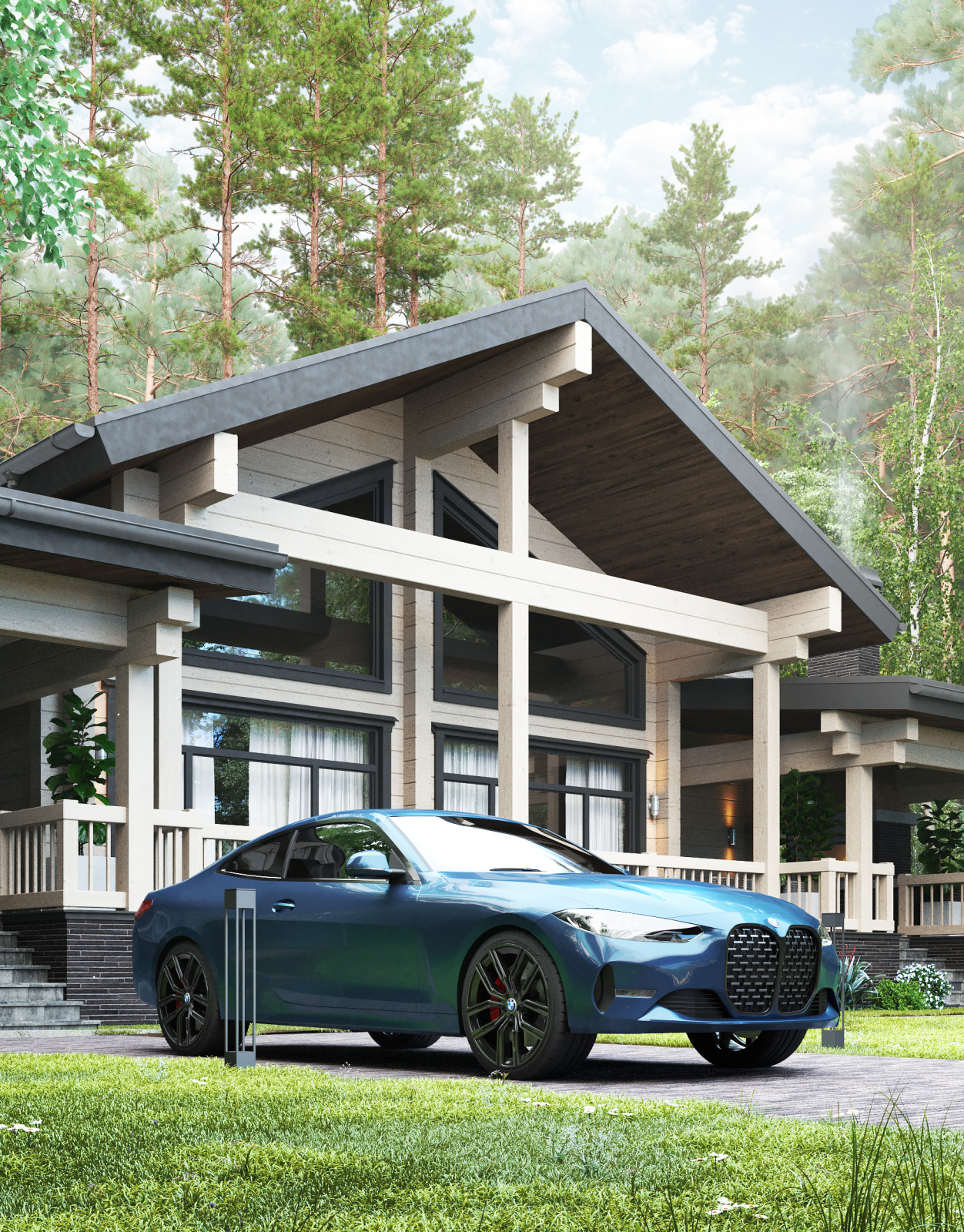 Обложка проекта: Дом из клееного бруса в лесу