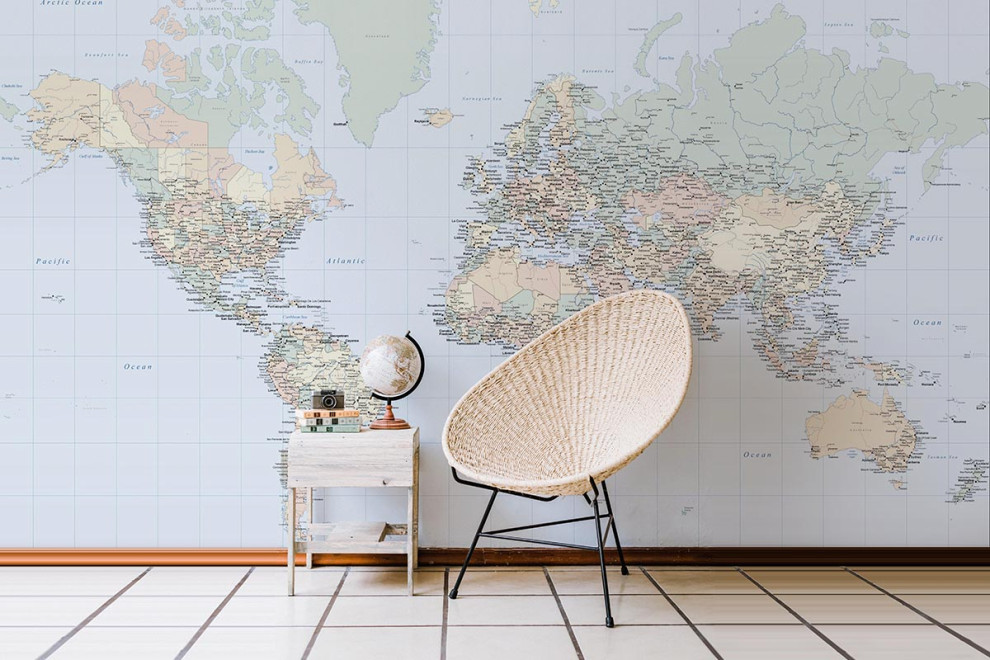 Фотообои Карта мира на английском