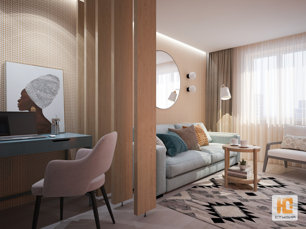 Обложка проекта: Дизайн-проект части квартиры (гостиная, спальня, балкон, детская)