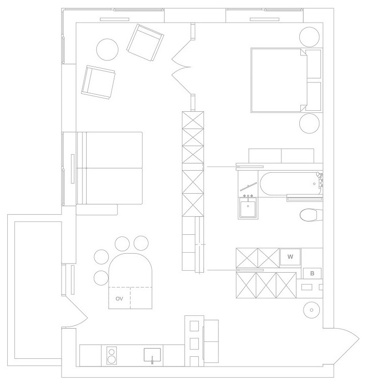 Houzz Украина: Квартира с круговой планировкой