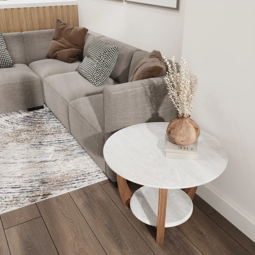 Журнальный столик ДОМОВОЙ белого цвета в гостиной