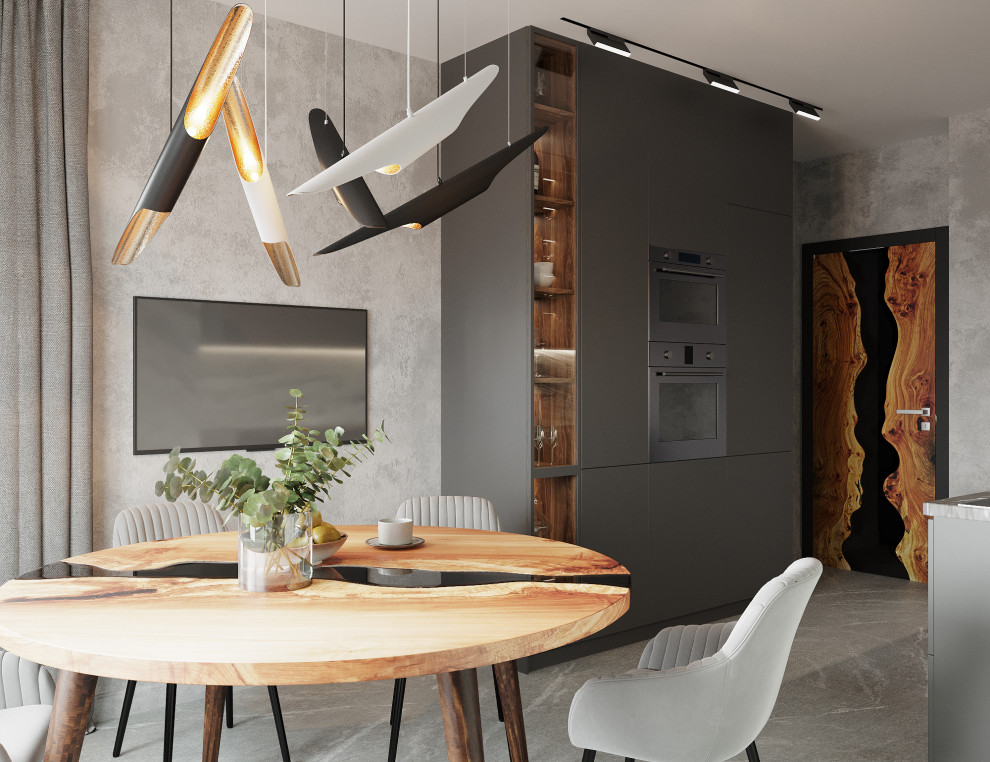 Трехкомнатная квартира для семьи из 4 человек с монохромным интерьером