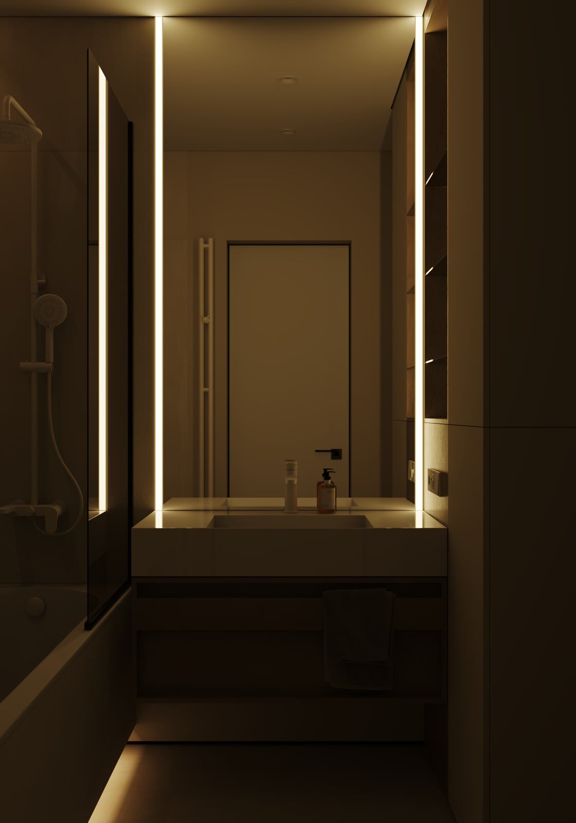 Минималистичный санузел  (Трехкомнатная квартира, Пенза)