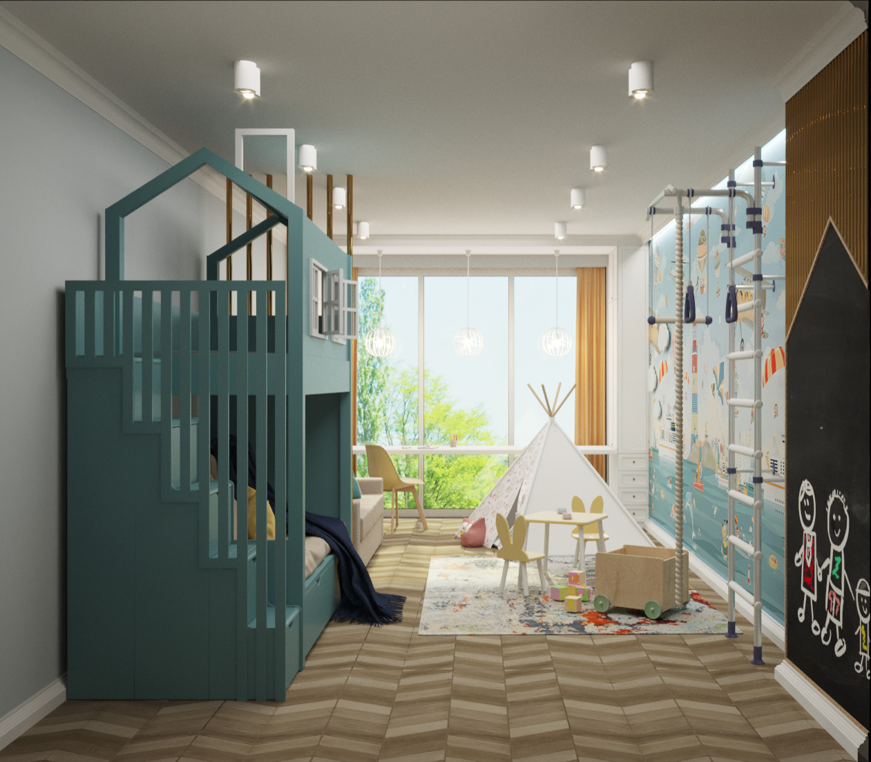 Проект интерьера двухэтажного дома