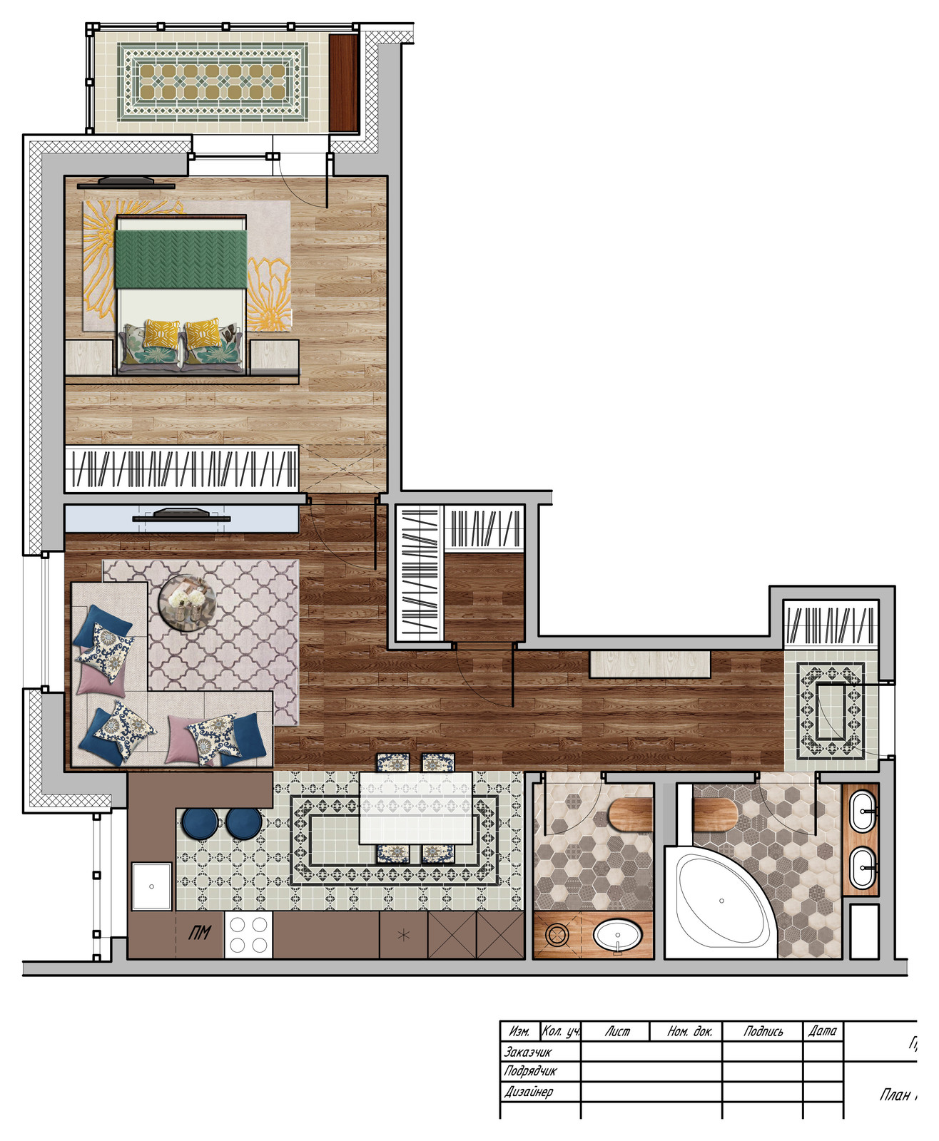 Обложка проекта: планировка двухкомнатной квартиры "ЖК ФИЛИГРАД"