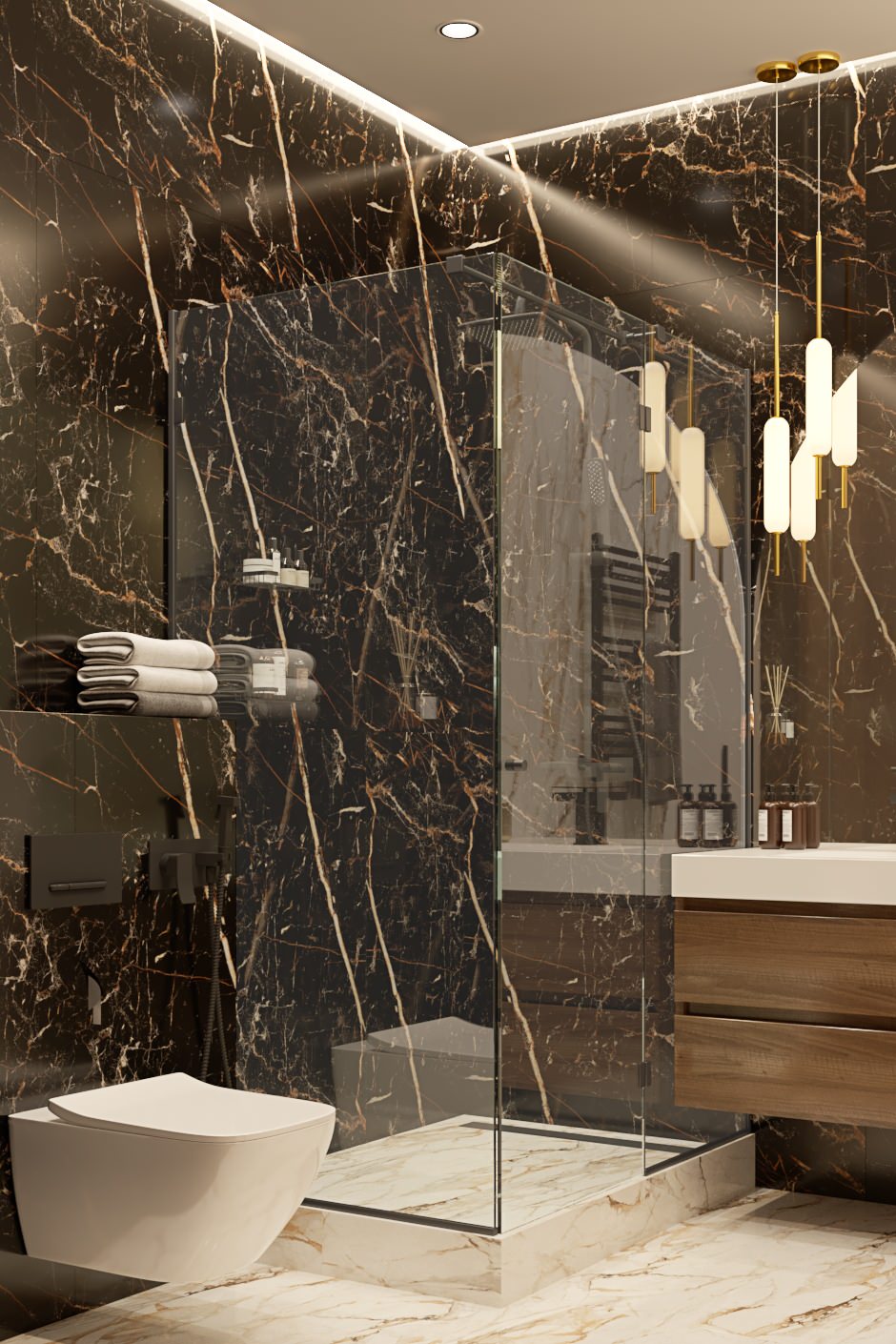 Современная городская квартира с панорамным остеклением в стиле ар-деко