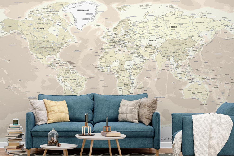 Фотообои Карта мира подробная