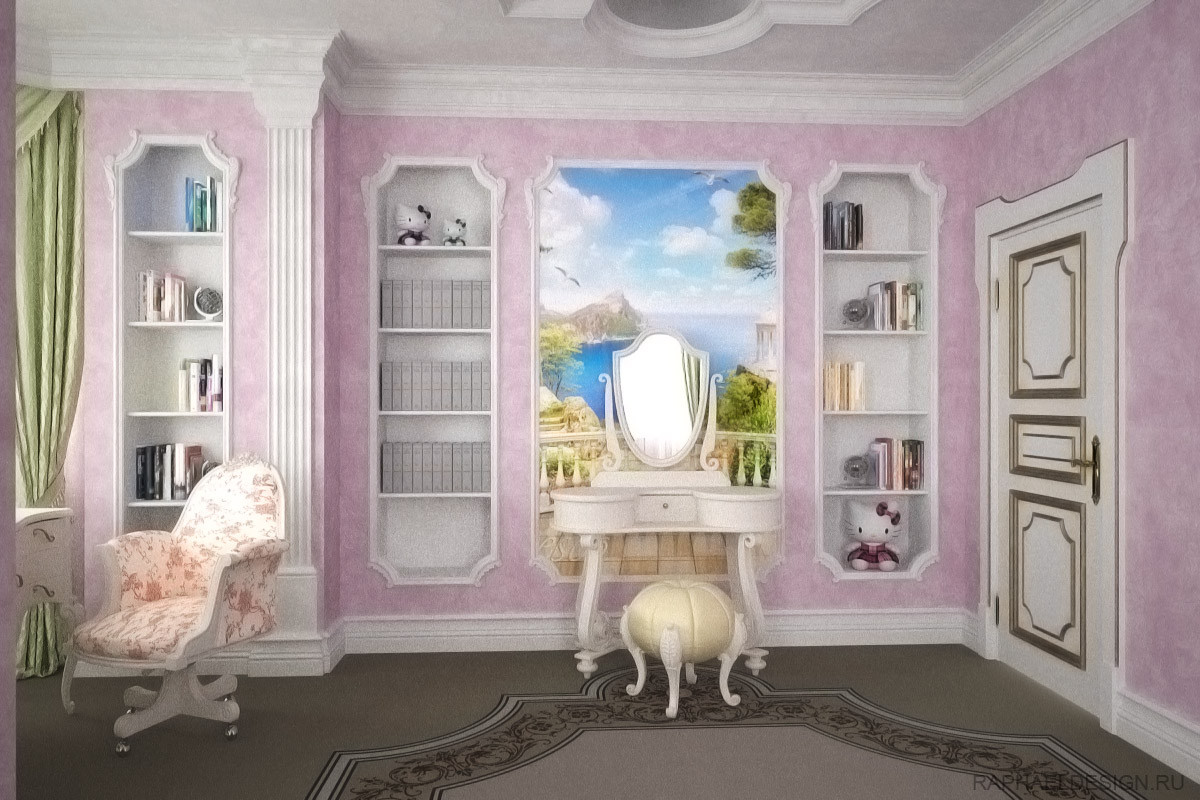 Дизайн интерьера комнаты для девочки в классическом стиле