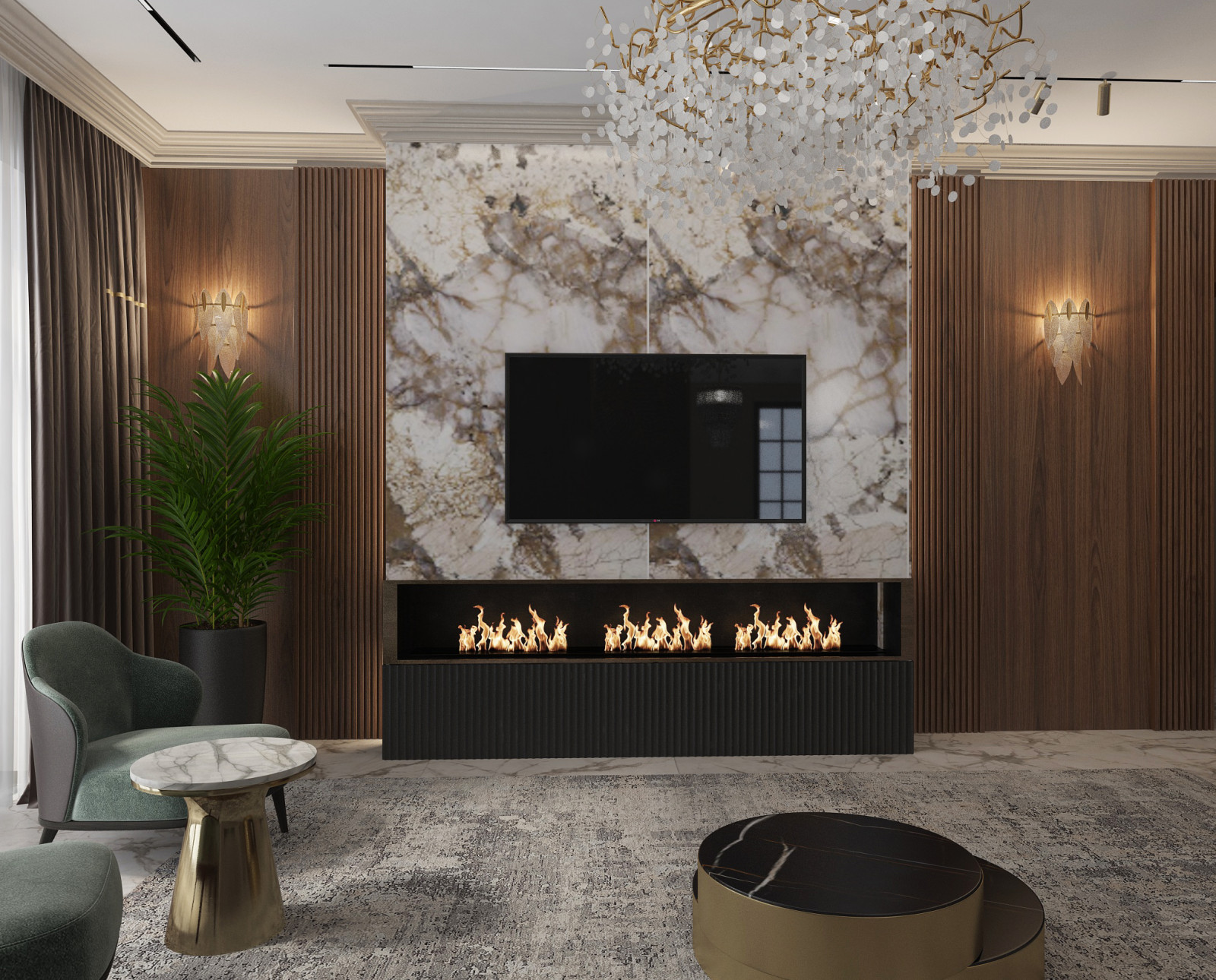 Дизайн-проект  1 этажа в загородном доме