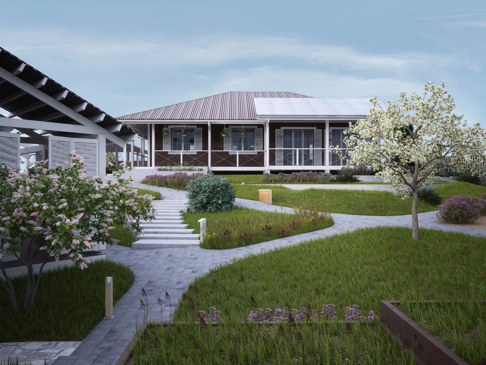 Ландшафтная архитектура участка частного дома в Красноярске