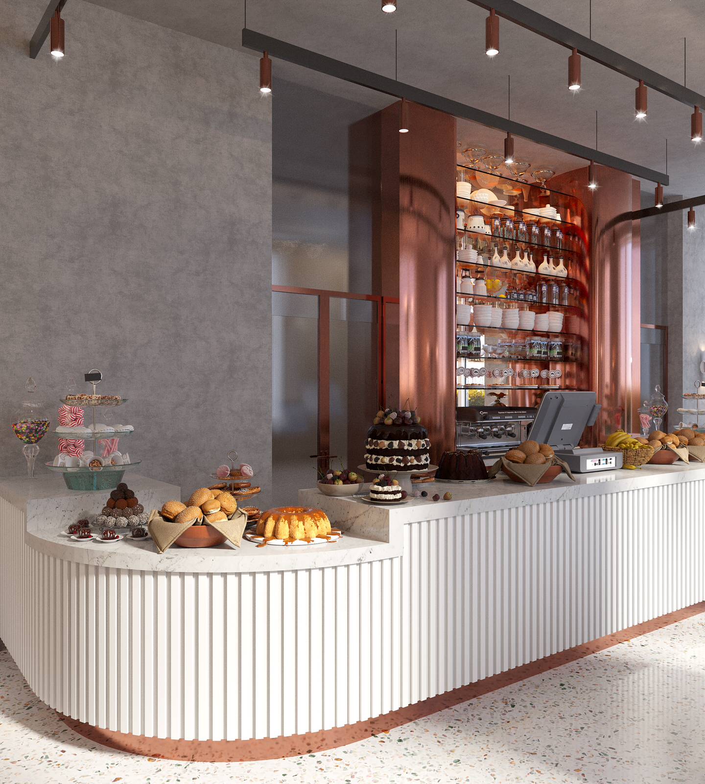 Interior visualisation of cafe and restaurant Villa Forli