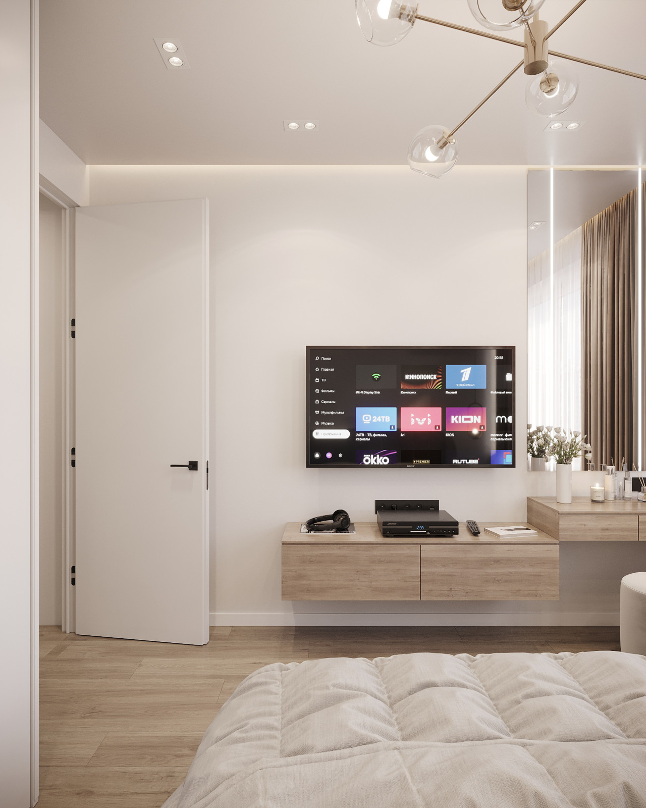 Дизайн и 3д-визуализация спальни в ЖК Преображение