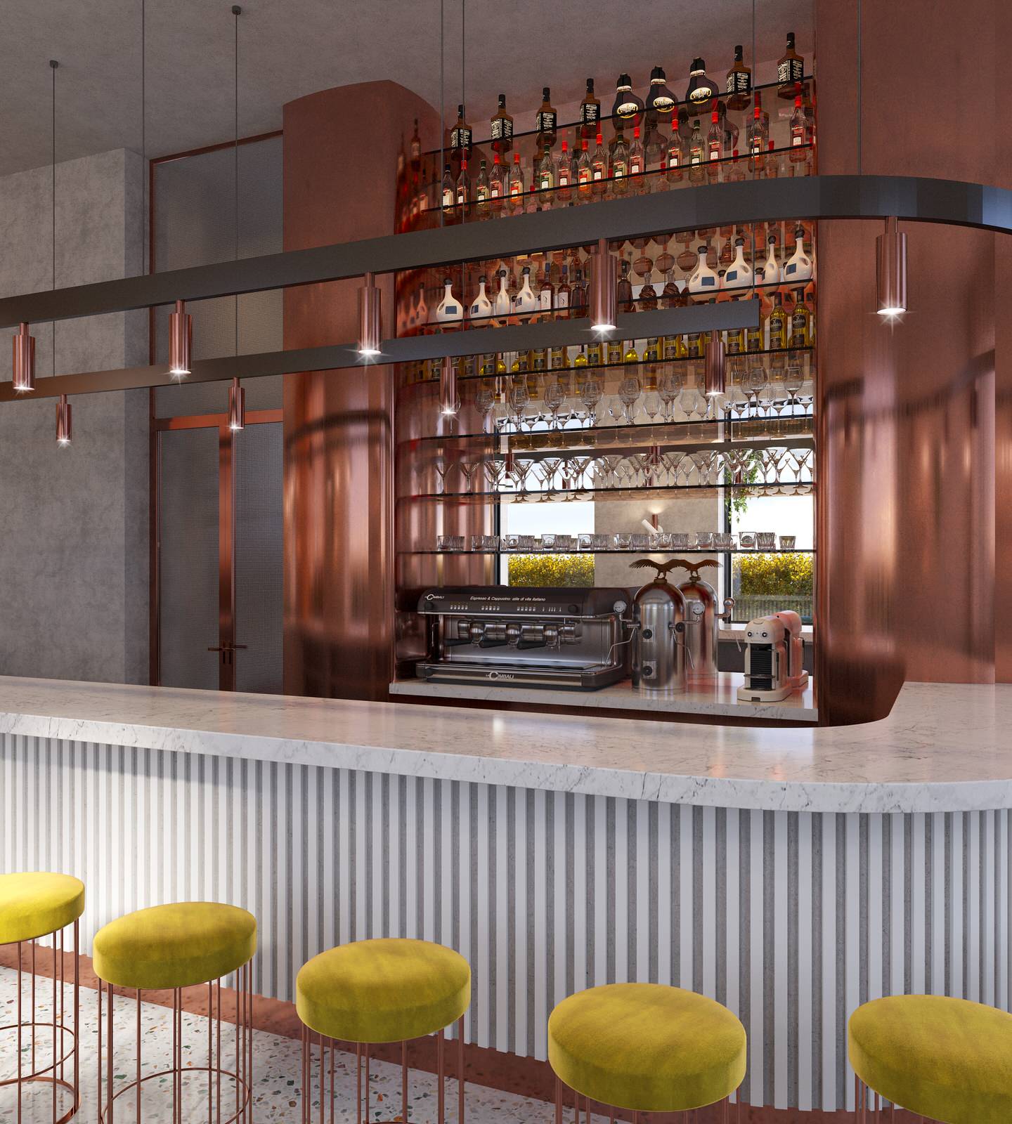 Interior visualisation of cafe and restaurant Villa Forli