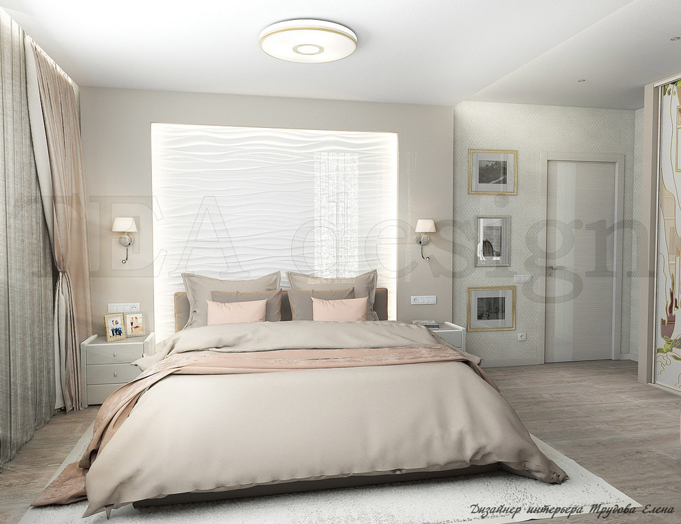 Спальня в бежево-розовых тонах