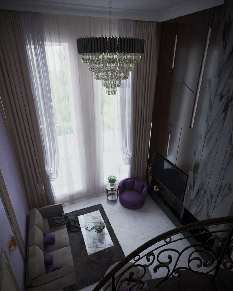 Дом 200 кв.м. _современная классика_ Гостиная с двухсветным пространством