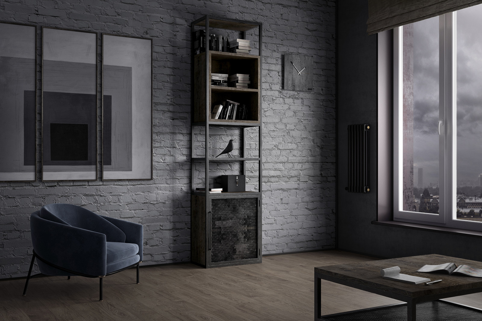 Мрачная и брутальная квартира лофт