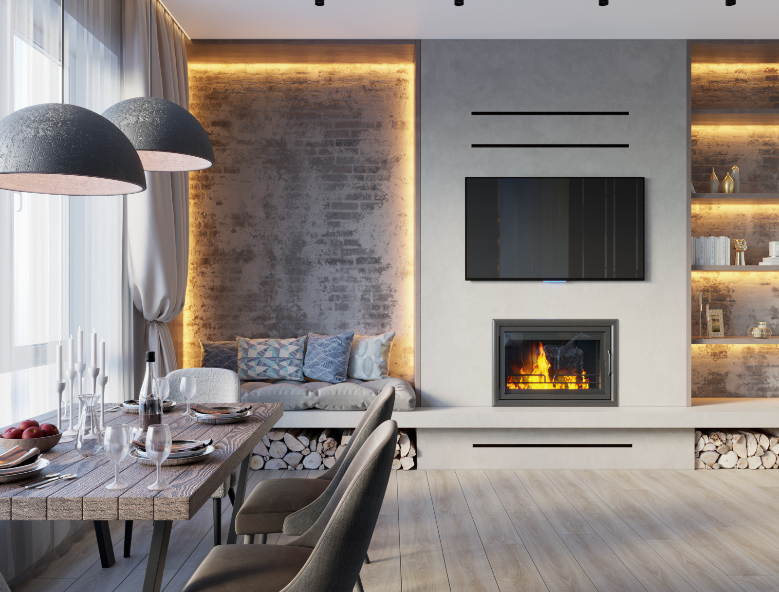 Дизайн гостиной с камином. Ставрополь