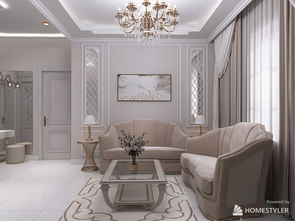 Обложка проекта: Проект в стиле "Неоклассика". Трехкомнатная квартира 63 кв.м