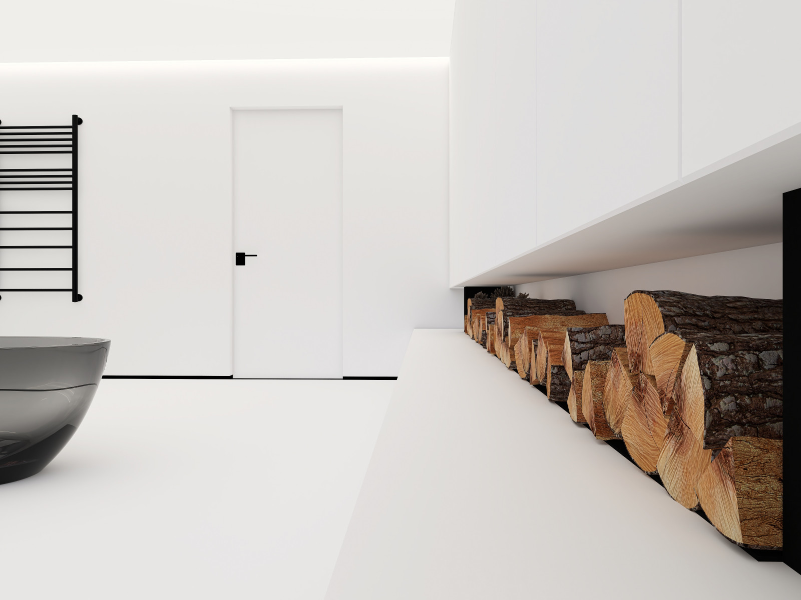 Представляем вам наш проект ванной комнаты с камином и панорамным зеркалом. Глав