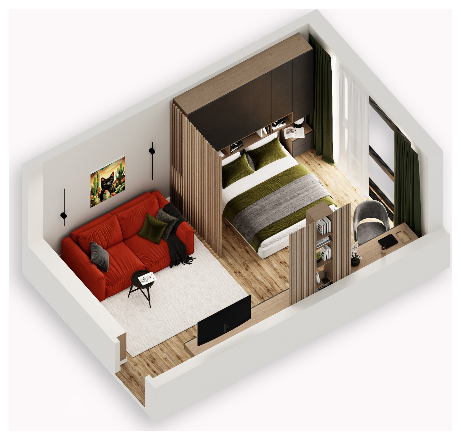 Визуализация 3д планировки интерьера