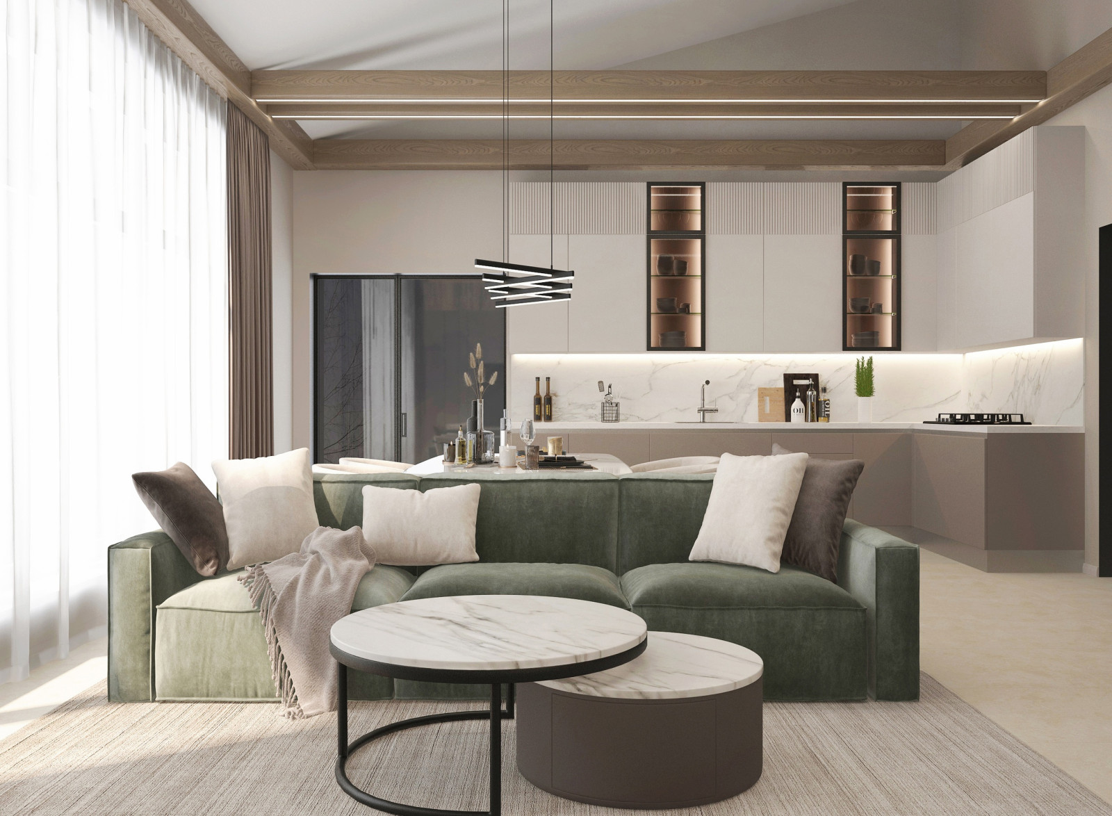 Кухня-гостиная в загородном доме