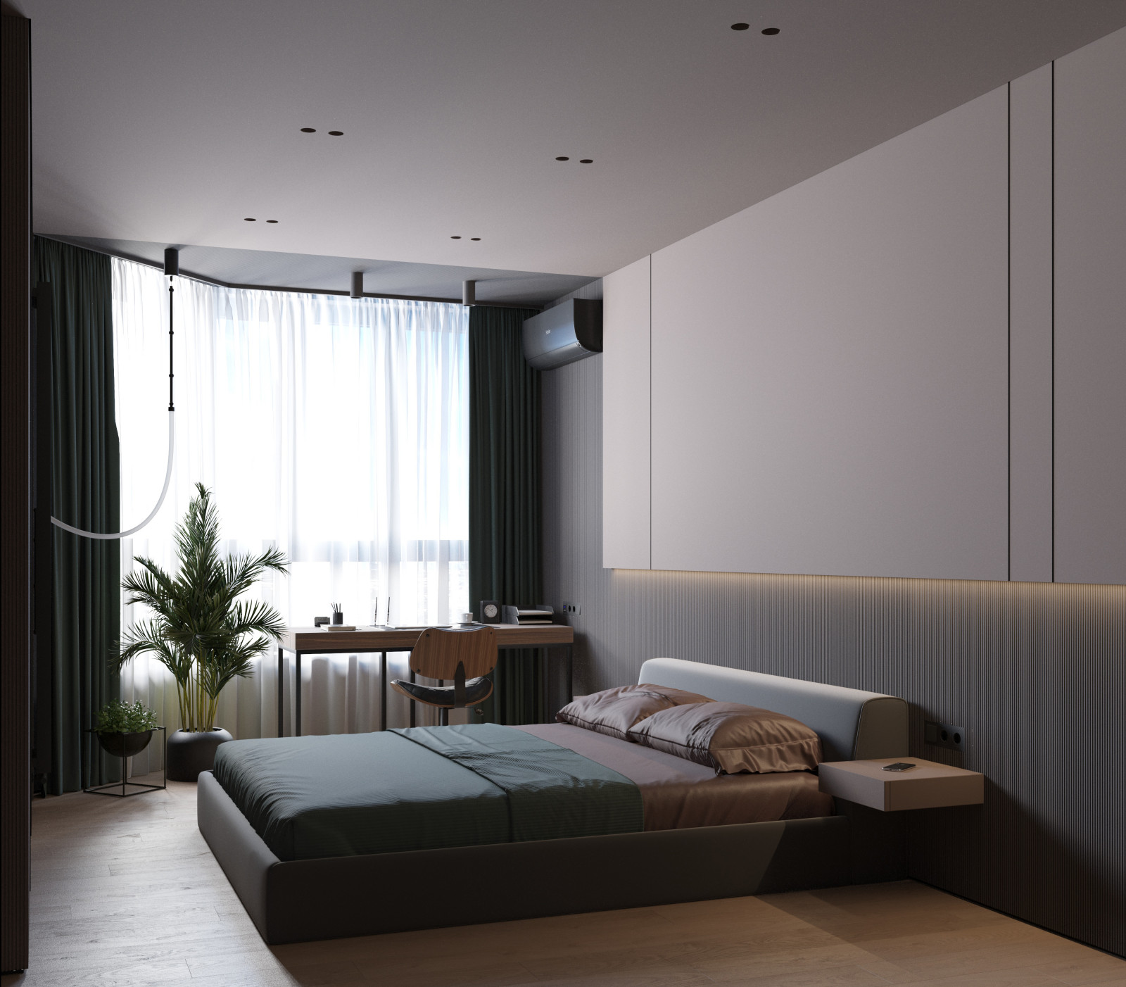 Стильная спальня с кабинетом